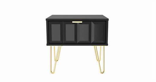 Cube Bedside Table Black 1 Drawer 45cm