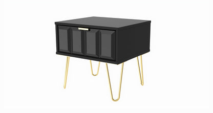 Cube Bedside Table Black 1 Drawer 45cm