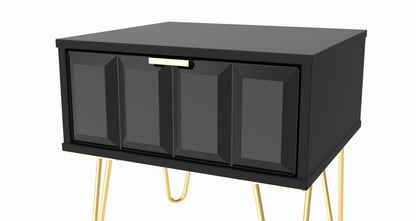 Cube Bedside Table Black 1 Drawer 45cm