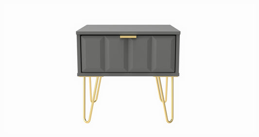 Cube Bedside Table Grey 1 Drawer 45cm