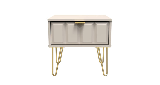 Cube Bedside Table Off-White 1 Drawer 45cm