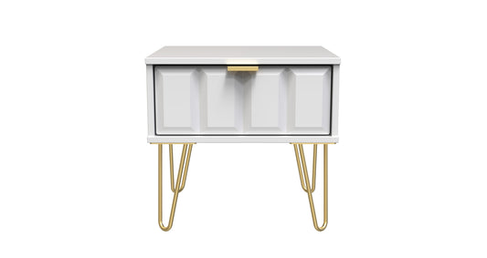Cube Bedside Table White 1 Drawer 45cm