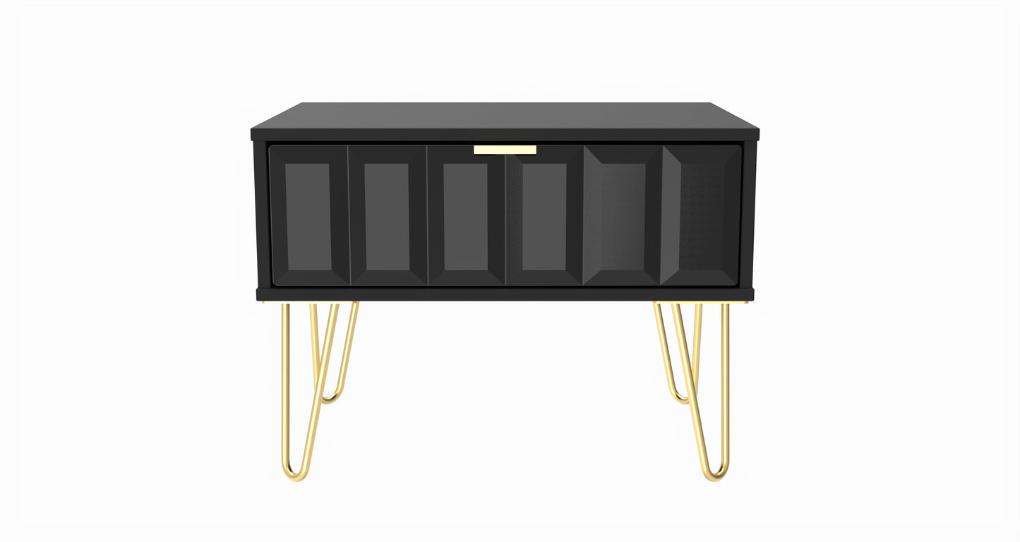 Cube Side Table Black 1 Drawer 58cm