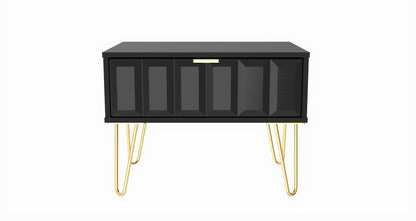 Cube Side Table Black 1 Drawer 58cm