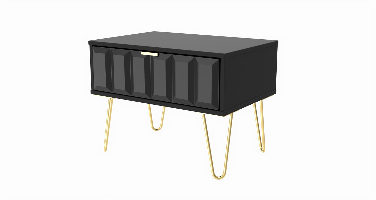 Cube Side Table Black 1 Drawer 58cm
