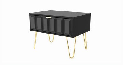 Cube Side Table Black 1 Drawer 58cm