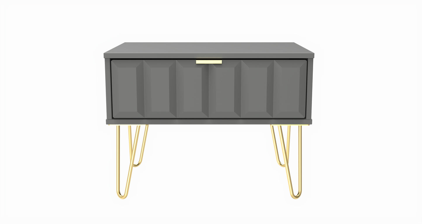 Cube Side Table Grey 1 Drawer 58cm