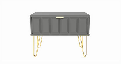 Cube Side Table Grey 1 Drawer 58cm