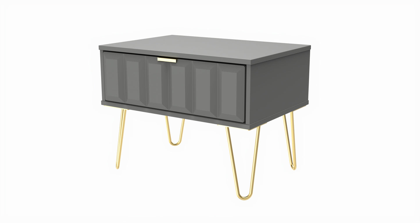 Cube Side Table Grey 1 Drawer 58cm