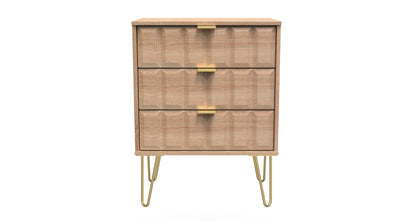 Cube Chest of Drawers Oak 3 Drawers 76cm