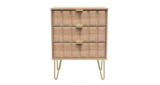 Cube Chest of Drawers Oak 3 Drawers 76cm