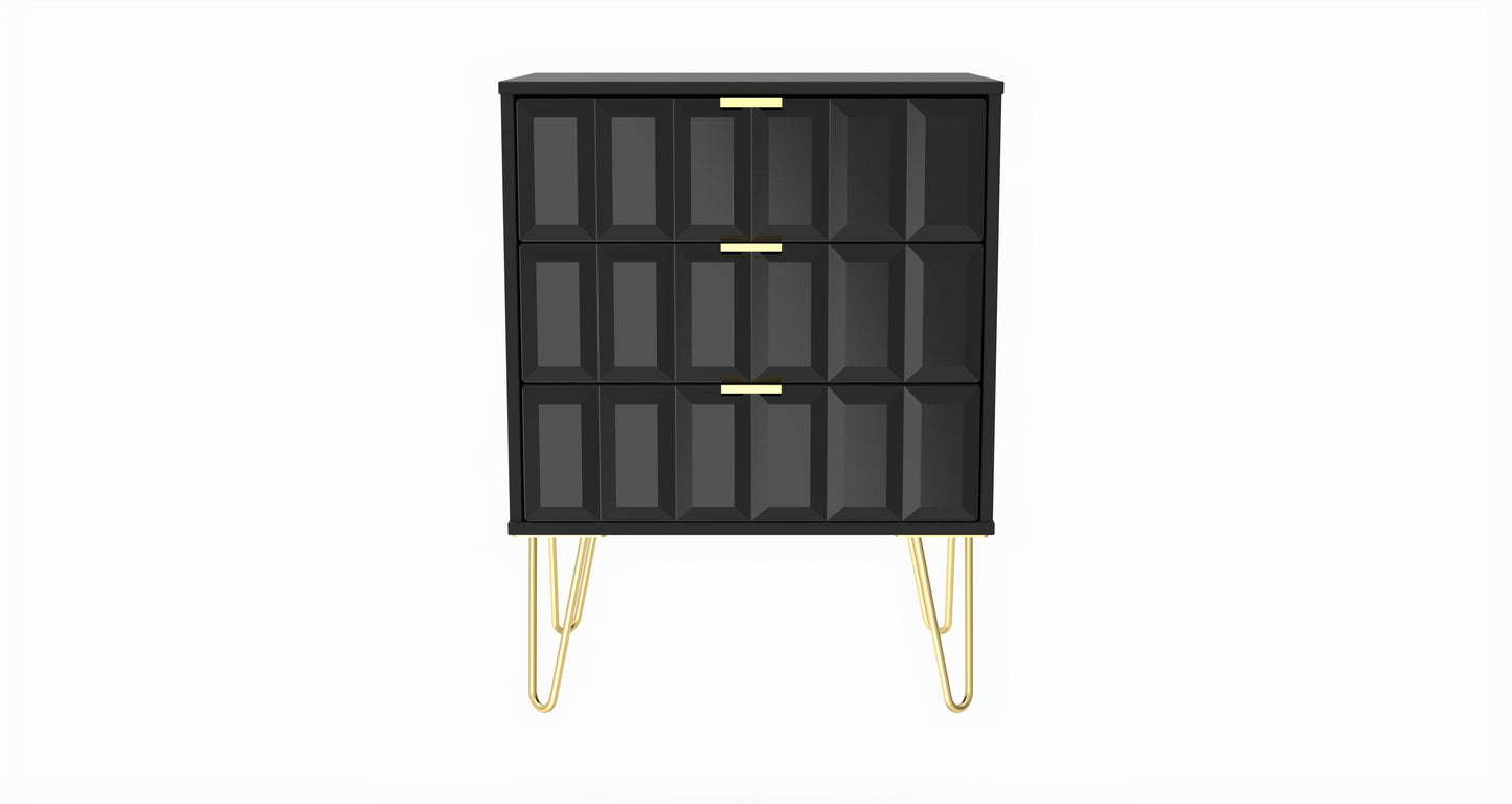 Cube Chest of Drawers Black 3 Drawers 76cm