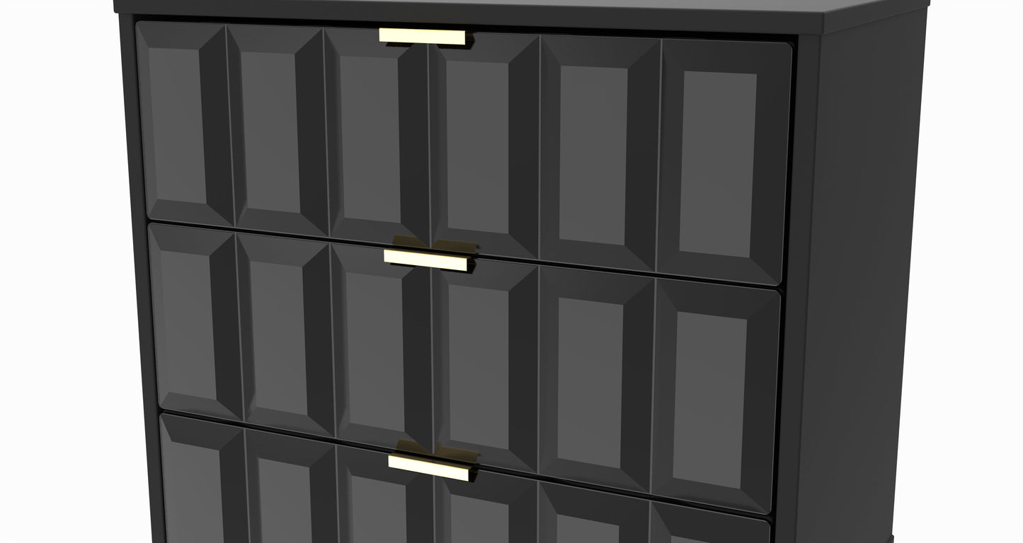 Cube Chest of Drawers Black 3 Drawers 76cm
