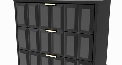 Cube Chest of Drawers Black 3 Drawers 76cm