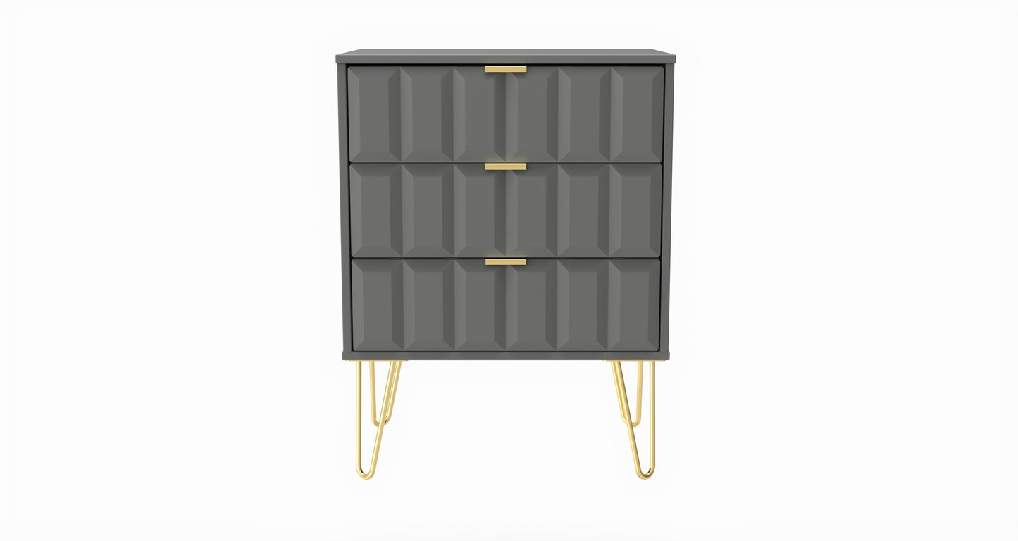 Cube Chest of Drawers Grey 3 Drawers 76cm