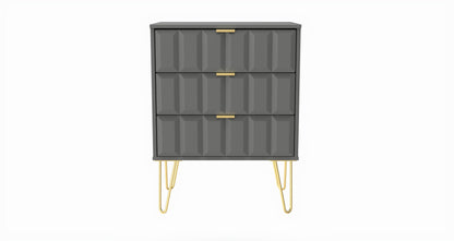 Cube Chest of Drawers Grey 3 Drawers 76cm