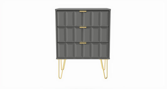 Cube Chest of Drawers Grey 3 Drawers 76cm
