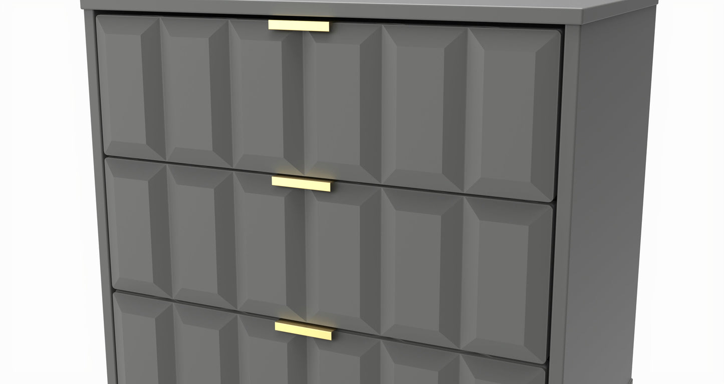 Cube Chest of Drawers Grey 3 Drawers 76cm