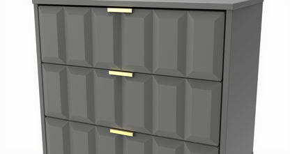 Cube Chest of Drawers Grey 3 Drawers 76cm