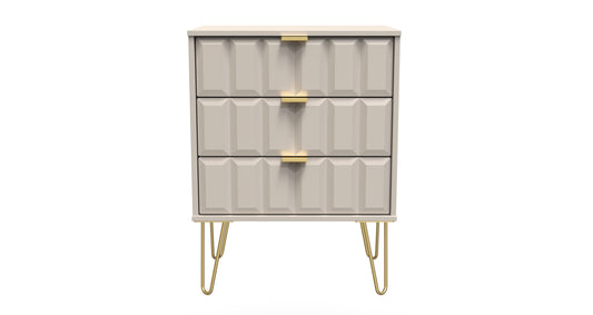 Cube Chest of Drawers Off-White 3 Drawers 76cm