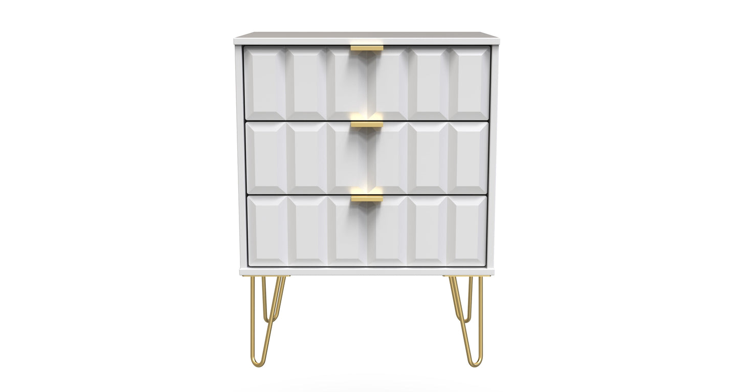 Cube Chest of Drawers White 3 Drawers 76cm