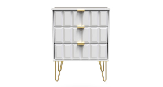 Cube Chest of Drawers White 3 Drawers 76cm
