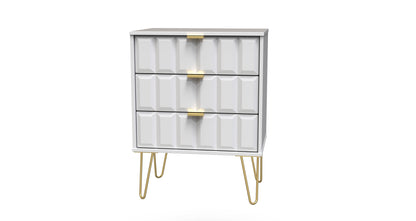 Cube Chest of Drawers White 3 Drawers 76cm