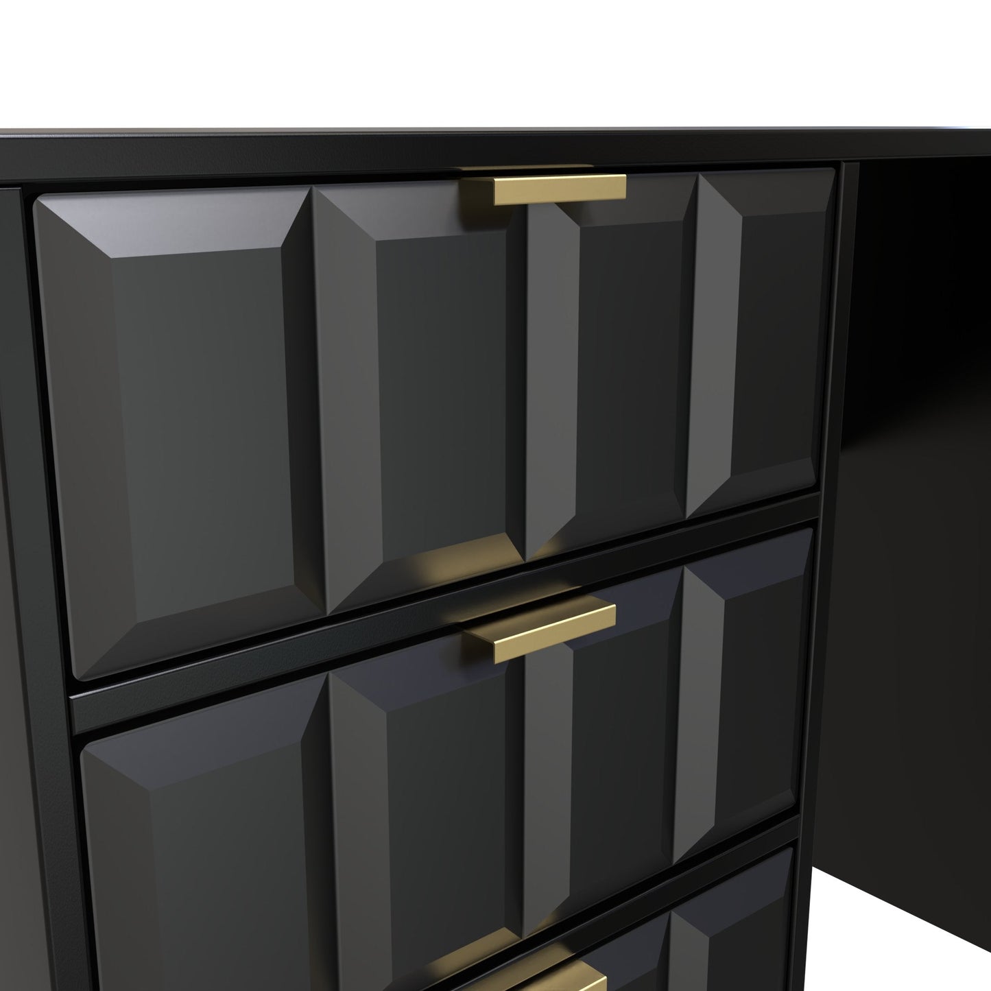 Cube Desk Black 4 Drawers 97cm