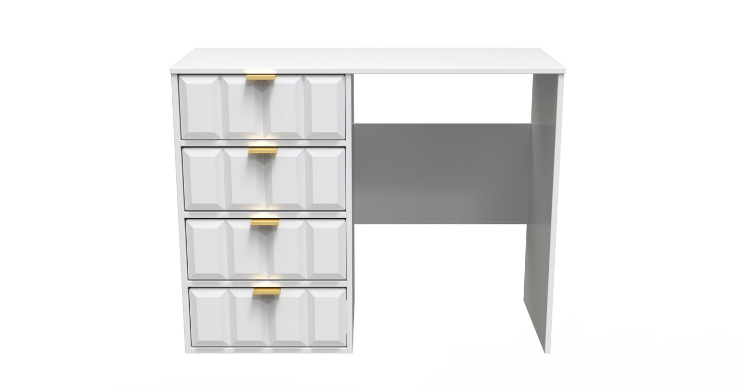Cube Desk White 4 Drawers 97cm