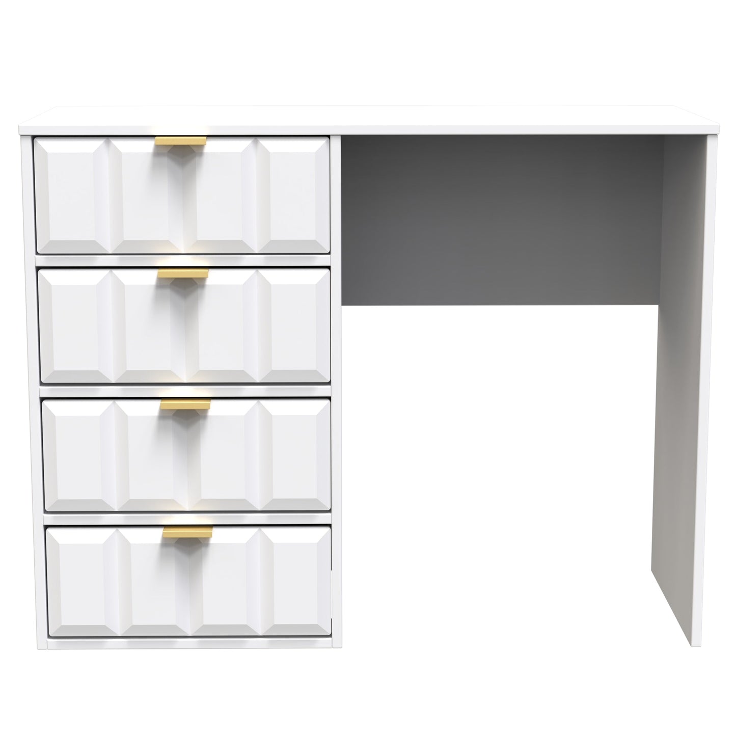 Cube Desk White 4 Drawers 97cm