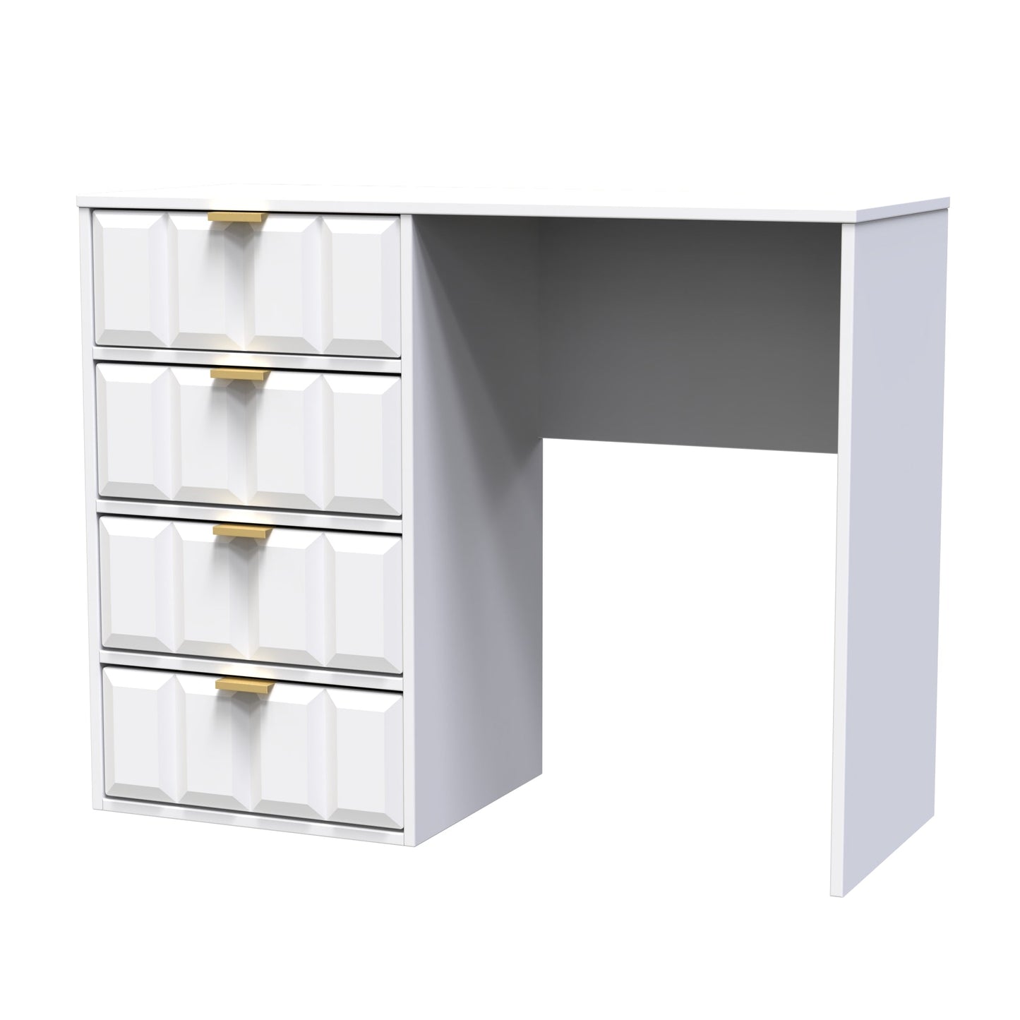 Cube Desk White 4 Drawers 97cm