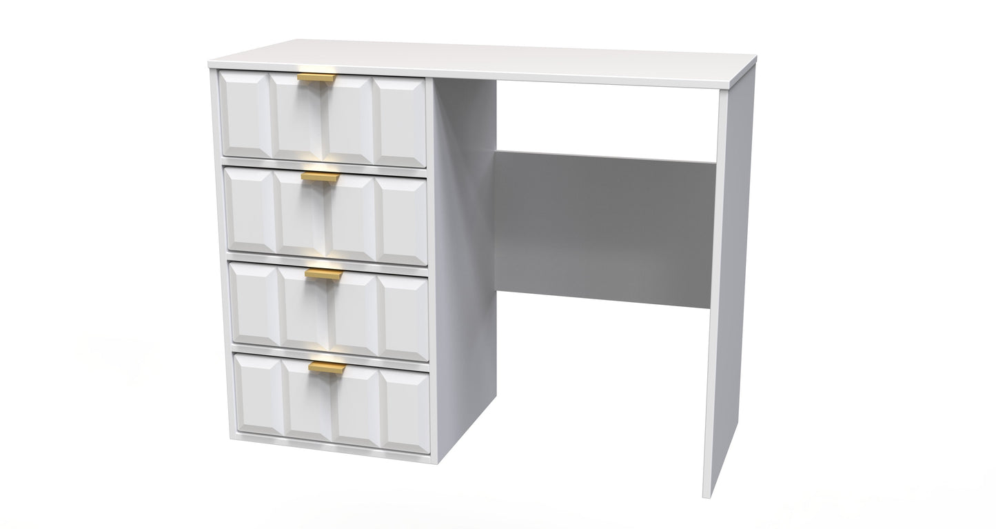 Cube Desk White 4 Drawers 97cm