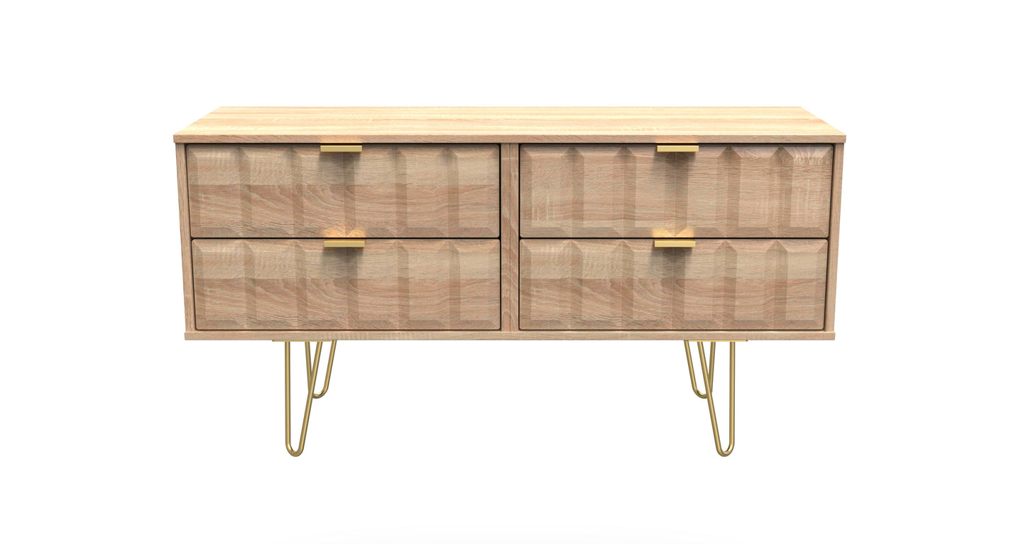 Cube Large Chest of Drawers Oak 4 Drawers 115cm