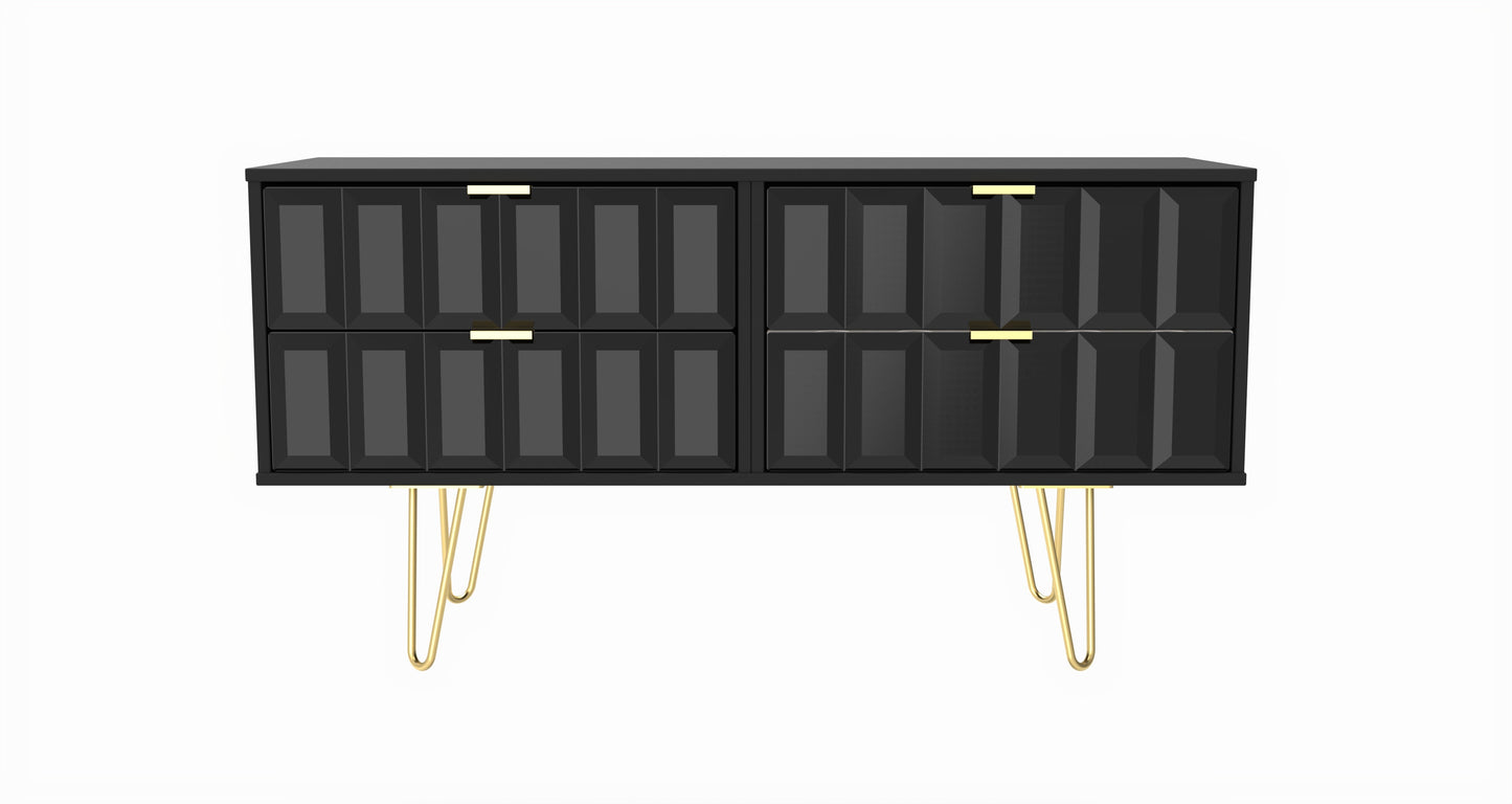 Cube Large Chest of Drawers Black 4 Drawers 115cm
