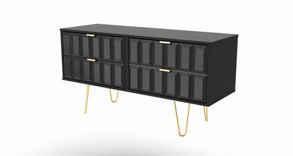 Cube Large Chest of Drawers Black 4 Drawers 115cm