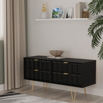 Cube Large Chest of Drawers Black 4 Drawers 115cm