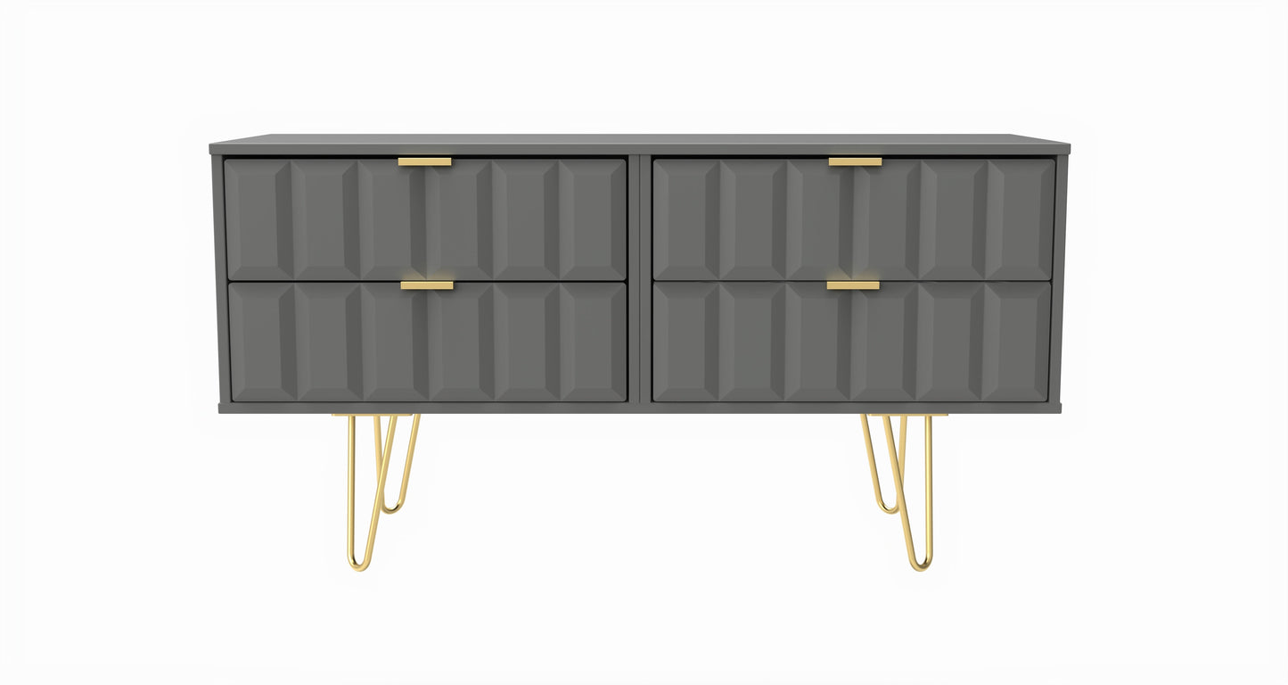 Cube Large Chest of Drawers Grey 4 Drawers 115cm