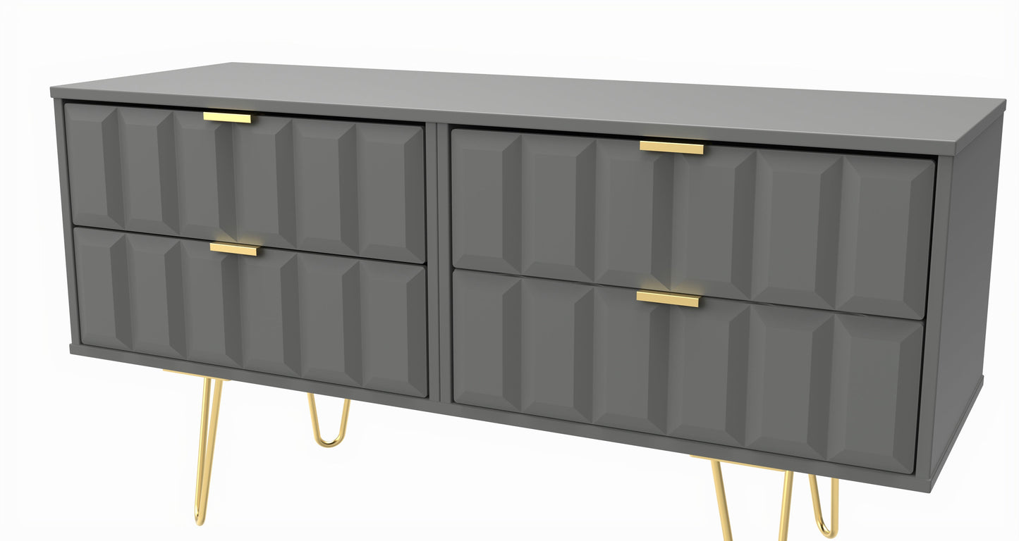 Cube Large Chest of Drawers Grey 4 Drawers 115cm