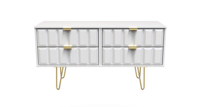 Cube Large Chest of Drawers White 4 Drawers 115cm