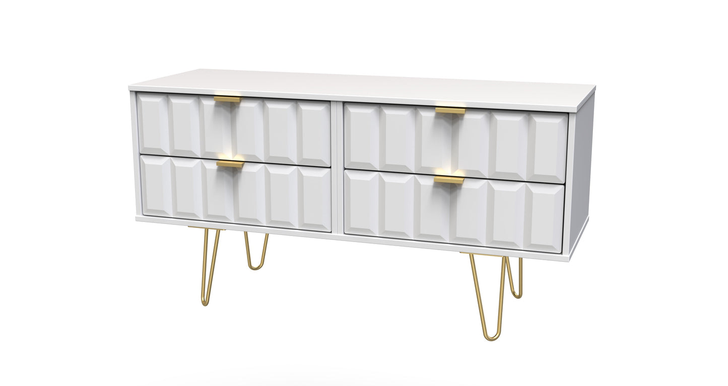 Cube Large Chest of Drawers White 4 Drawers 115cm