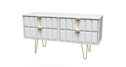Cube Large Chest of Drawers White 4 Drawers 115cm