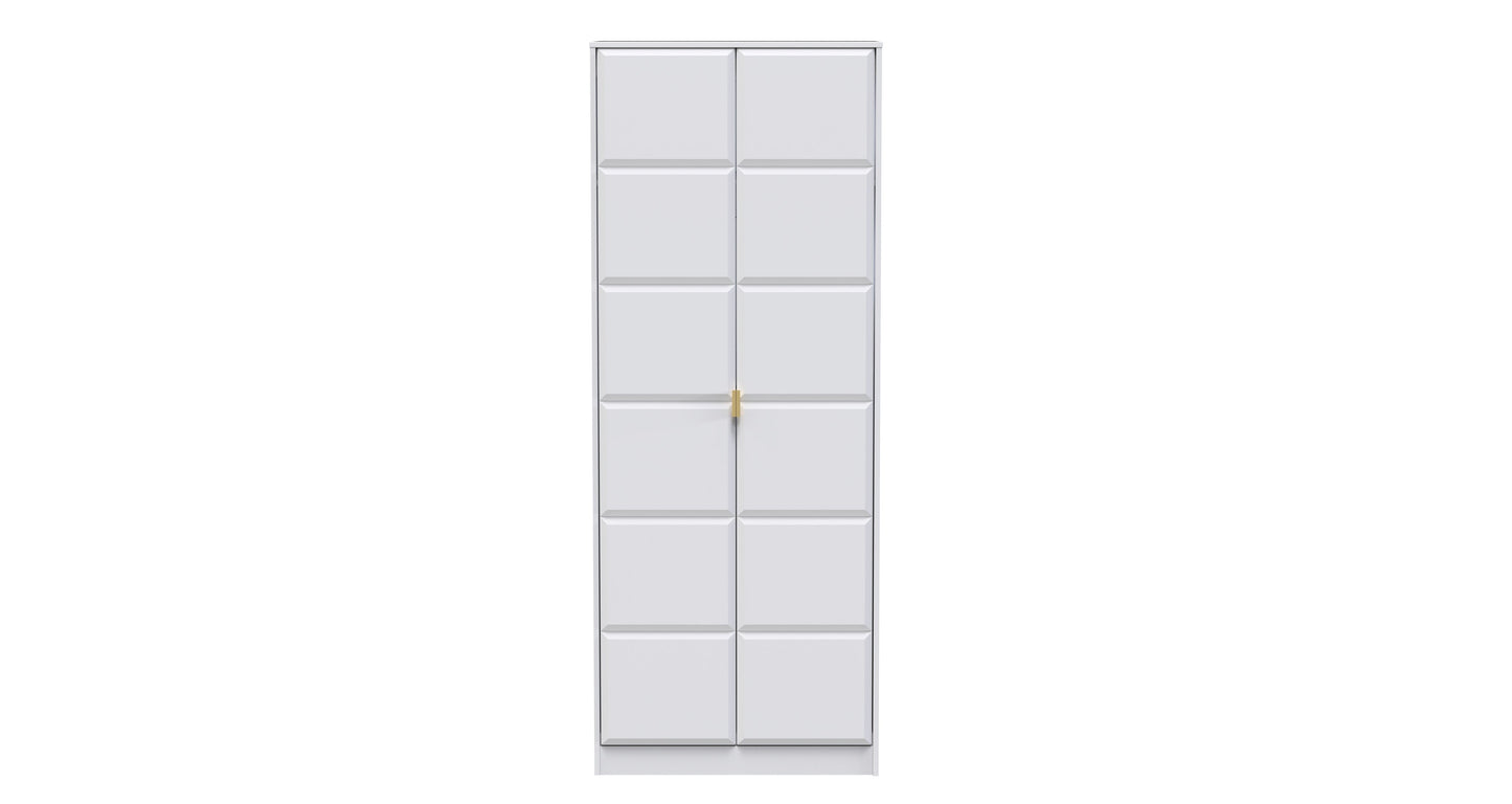 Cube Tall Wardrobe White 2 Doors 1 Shelf 197cm