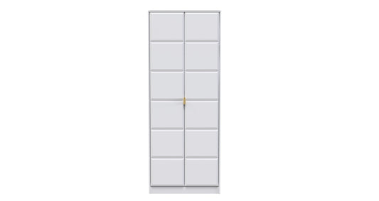 Cube Tall Wardrobe White 2 Doors 1 Shelf 197cm