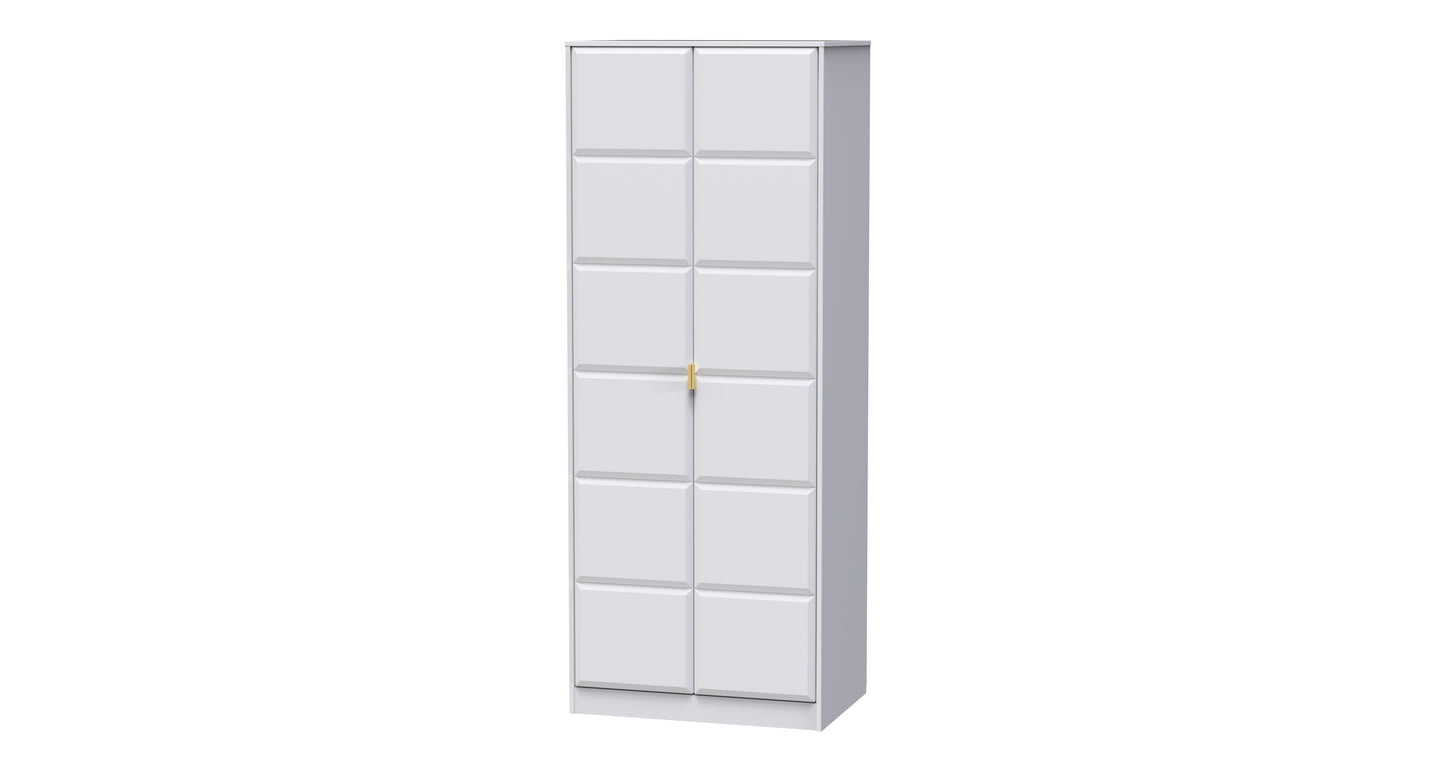 Cube Tall Wardrobe White 2 Doors 1 Shelf 197cm