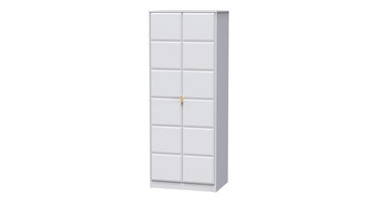 Cube Tall Wardrobe White 2 Doors 1 Shelf 197cm