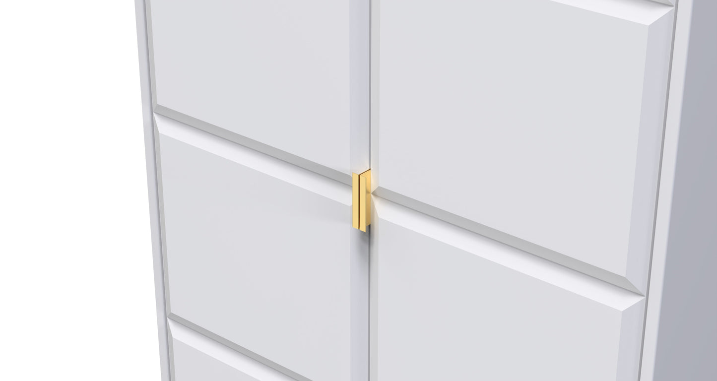 Cube Tall Wardrobe White 2 Doors 1 Shelf 197cm