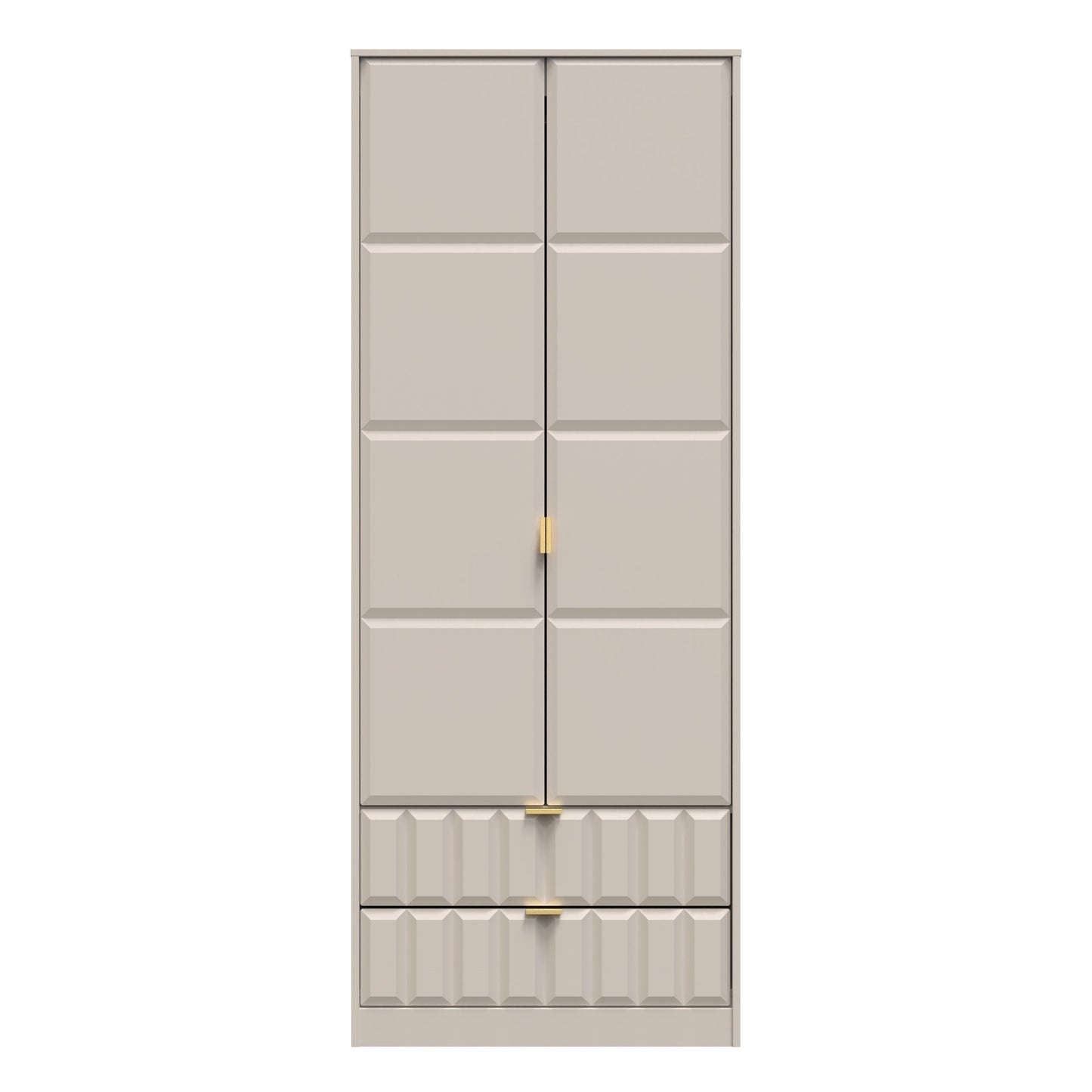 Cube Tall Wardrobe Off-White 2 Doors 2 Drawers 197cm