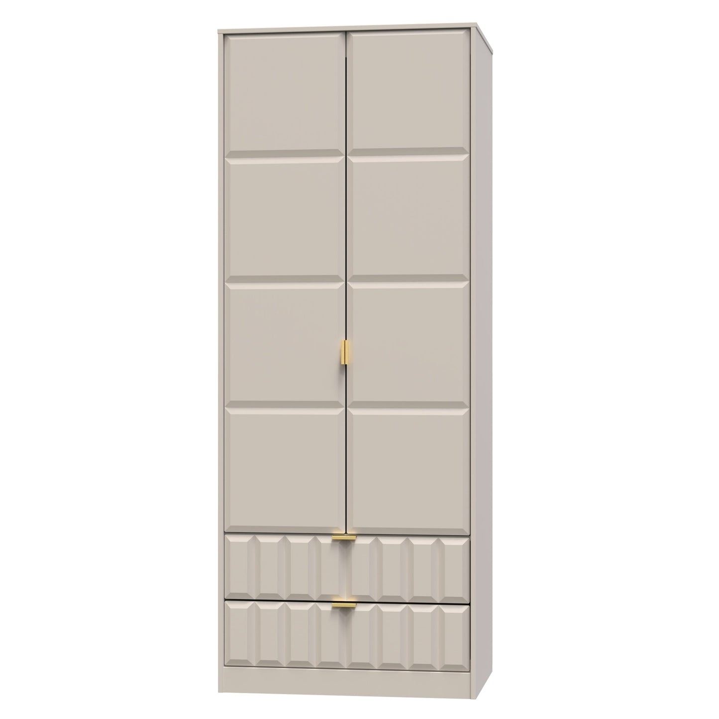 Cube Tall Wardrobe Off-White 2 Doors 2 Drawers 197cm