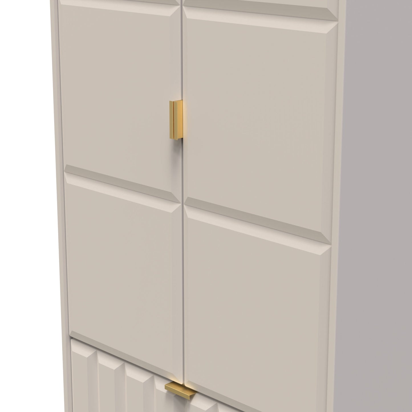 Cube Tall Wardrobe Off-White 2 Doors 2 Drawers 197cm