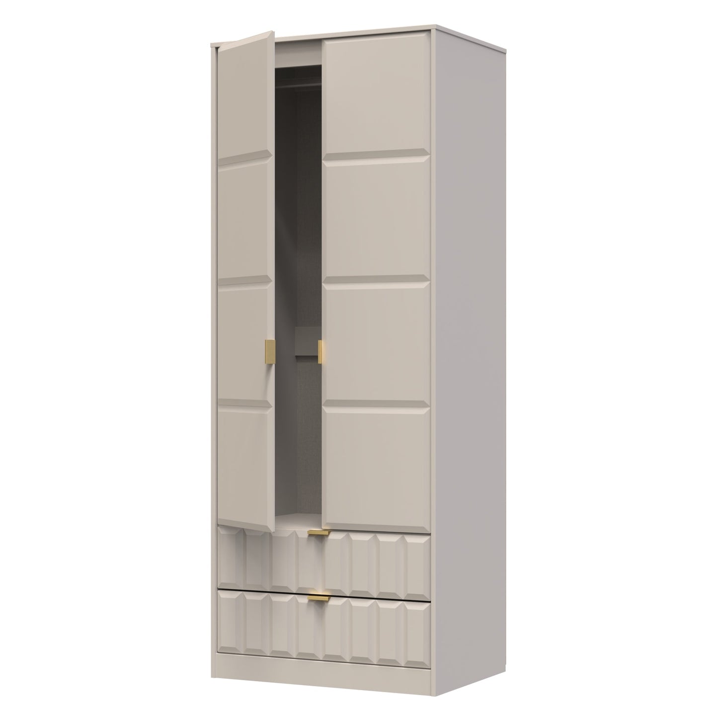 Cube Tall Wardrobe Off-White 2 Doors 2 Drawers 197cm